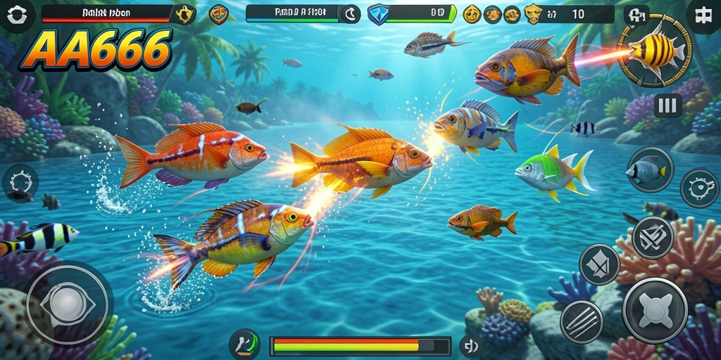 Tampilan gameplay seru dari game Tembak Ikan AA666.