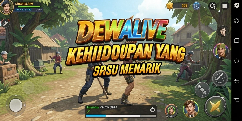 Tampilan gameplay DEWALIVE dengan karakter yang berinteraksi di dunia virtual.