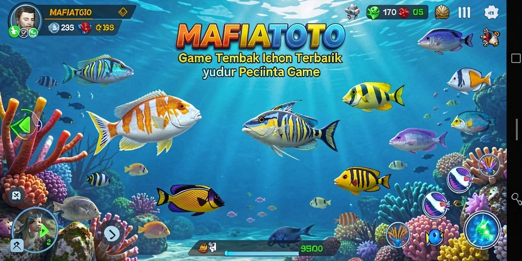 Tangkapan layar menunjukkan aksi seru dalam permainan Tembak Ikan.