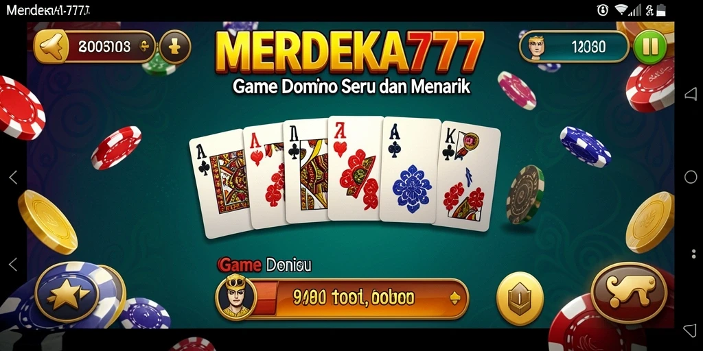 Screenshot gameplay MERDEKA777 menampilkan suasana permainan Domino yang seru.