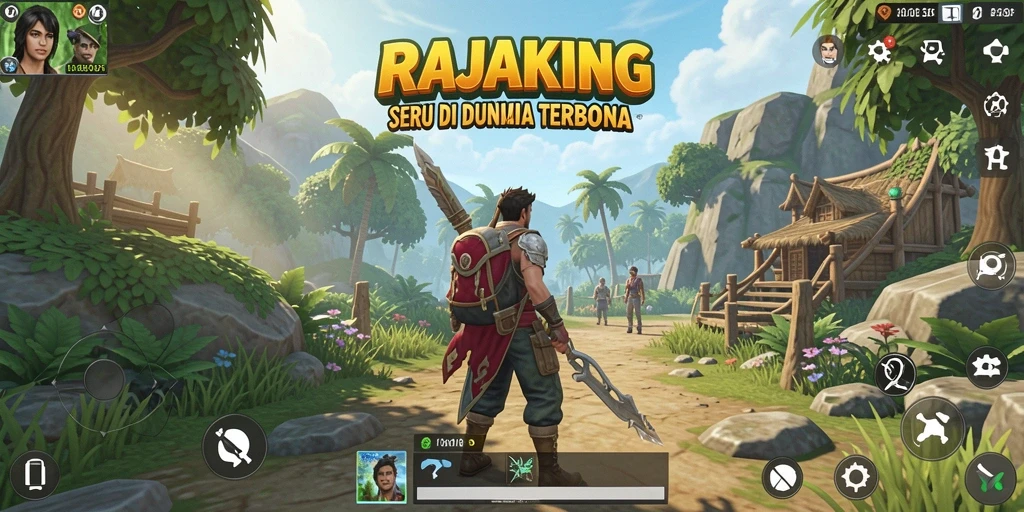 Screenshot gameplay RAJAKING menampilkan petualangan seru di dunia terbuka.