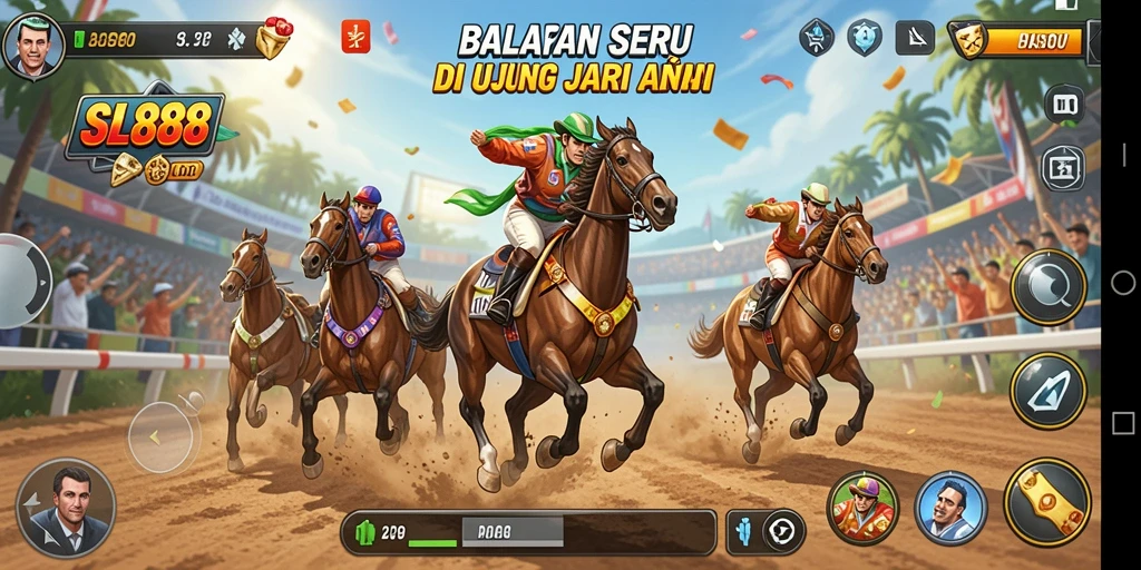 Tampilan gameplay balapan yang mendebarkan dan penuh aksi.