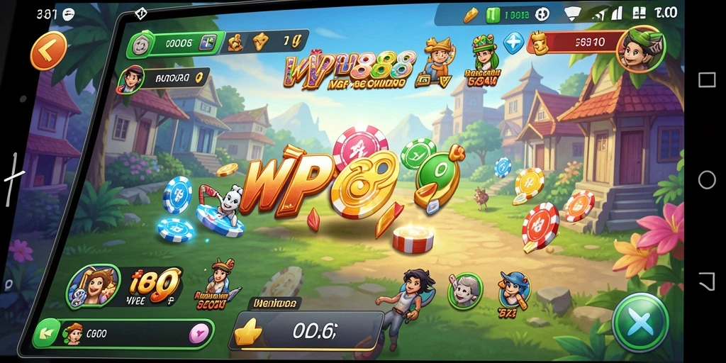 Screenshot utama WP888 menampilkan gameplay menarik dan penuh warna.